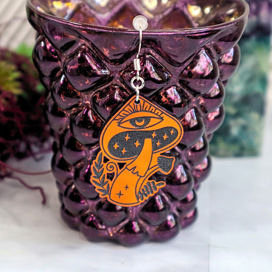 Iridescent Trippy Mushroom Acrylic Earrings