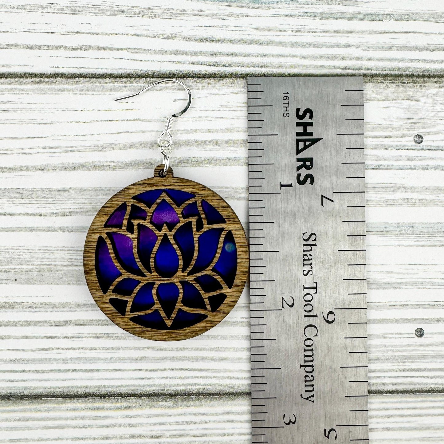 Lotus Flower Suncatcher Wood Earrings