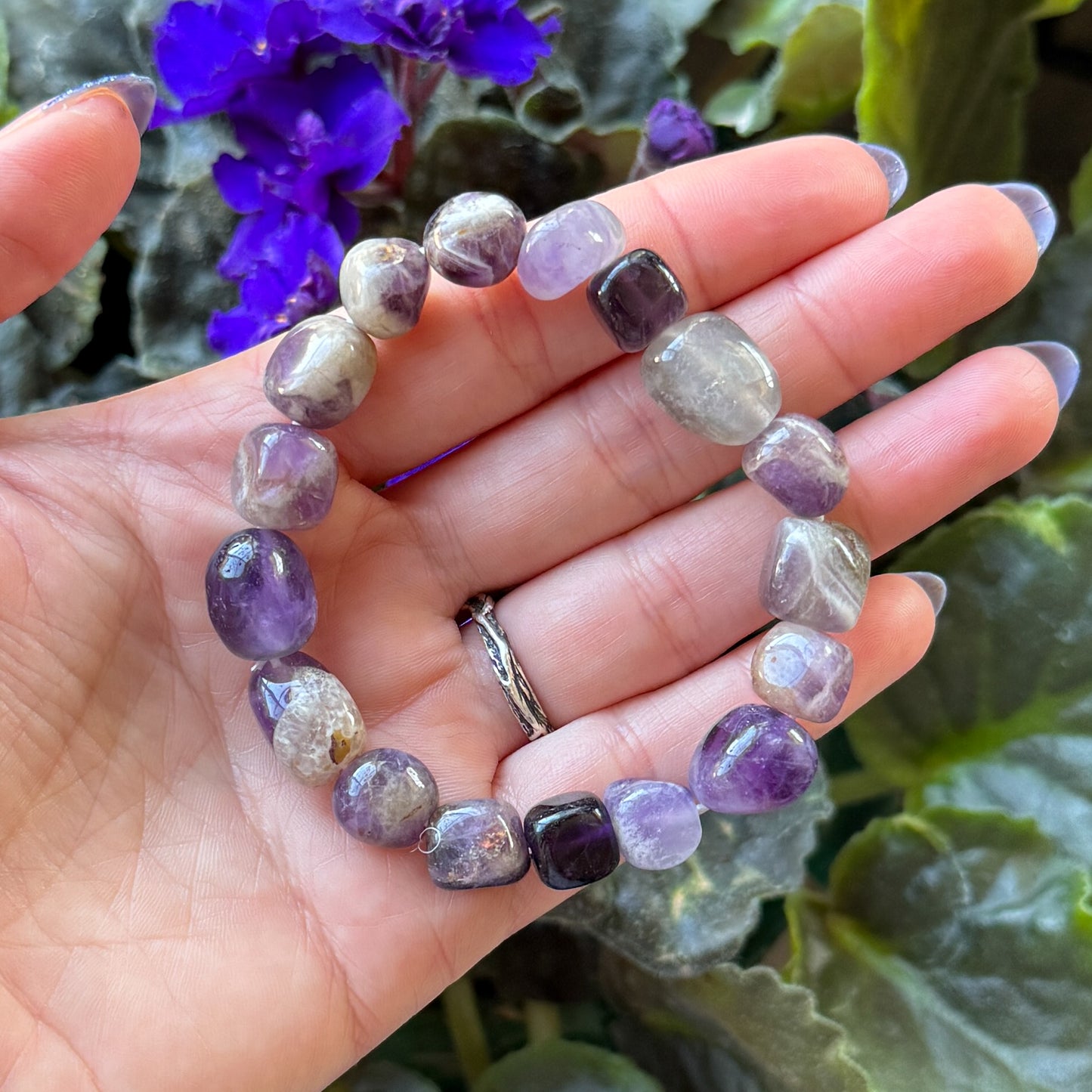 Amethyst Tumbled Stone Bracelet