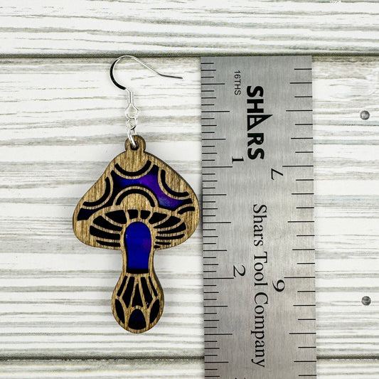 Mushroom Suncatcher Wood Earrings