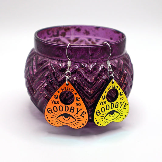 Iridescent Ouija Planchette Acrylic Earrings