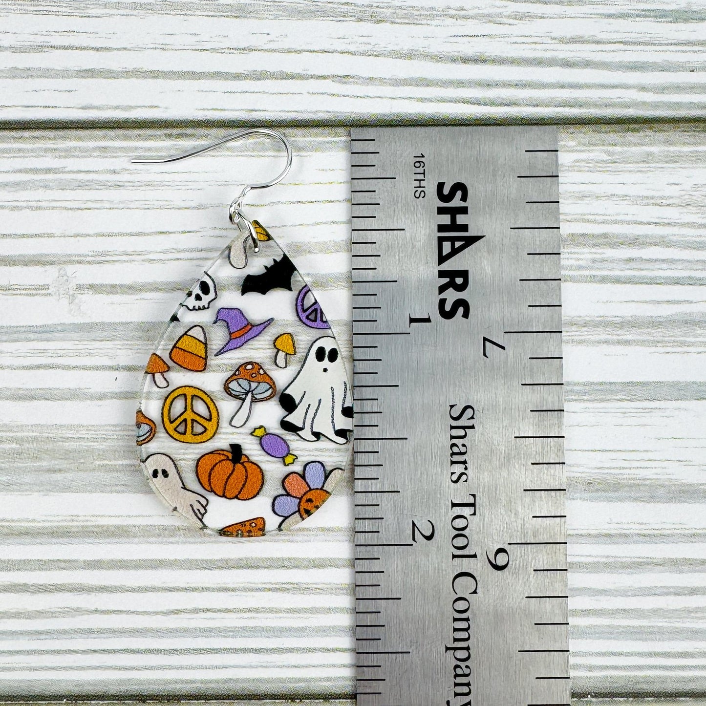 Groovy Halloween Print Teardrop Acrylic Earrings