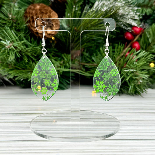 Marijuana Leaf Print Acrylic Teardrop Earrings