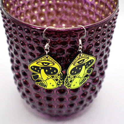 Iridescent Trippy Mushroom Acrylic Earrings