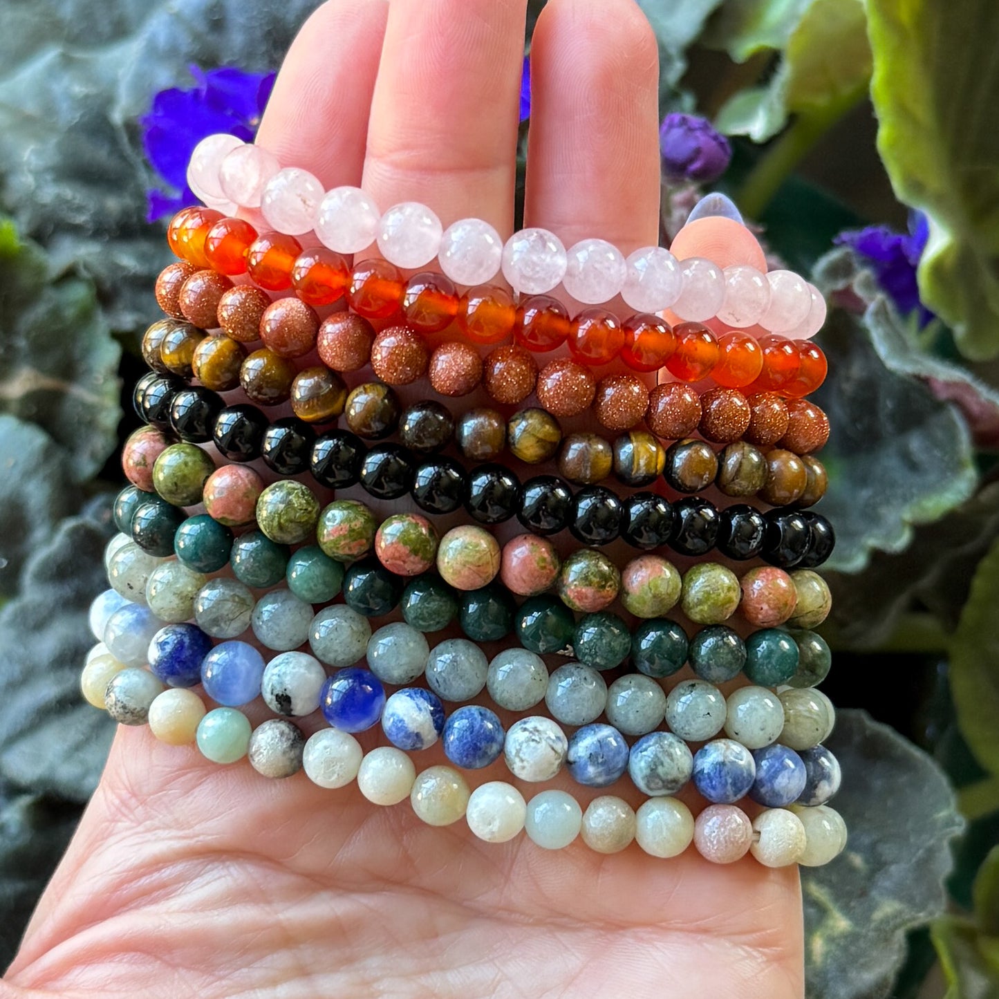 6mm Gemstone Beaded Bracelet