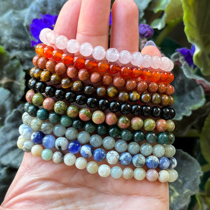 6mm Gemstone Beaded Bracelet