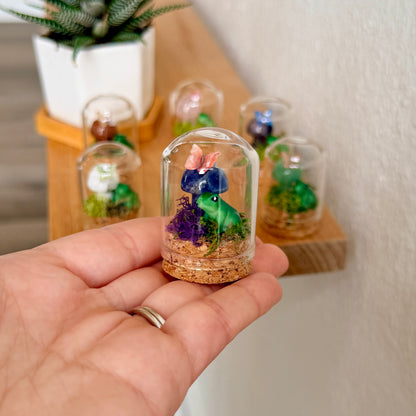 Mini Crystal Mushroom & Frog Terrarium | Handmade Moss Terrarium | Cottagecore Decor | Fairy Garden Display | Choose Your Crystal