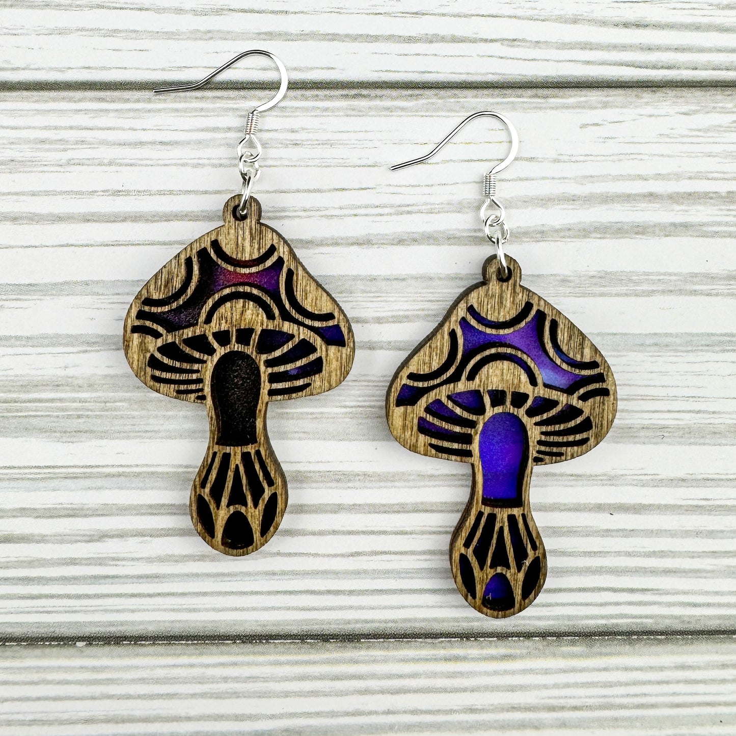 Mushroom Suncatcher Wood Earrings