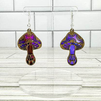 Mushroom Suncatcher Wood Earrings