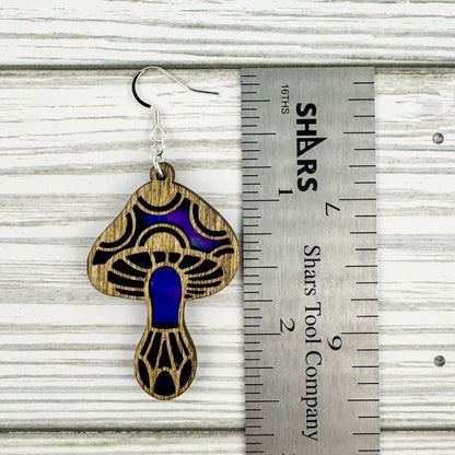 Mushroom Suncatcher Wood Earrings
