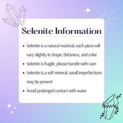 Crescent Moon Engraved Selenite Charging Plate - 4" Satin Spar Carving