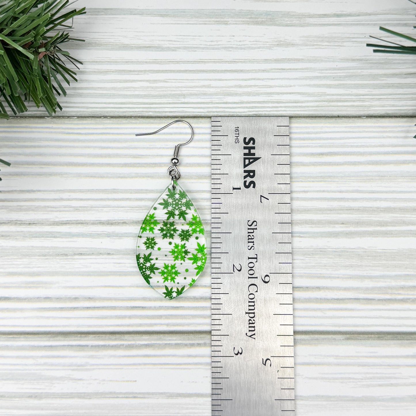 Marijuana Leaf Print Acrylic Teardrop Earrings