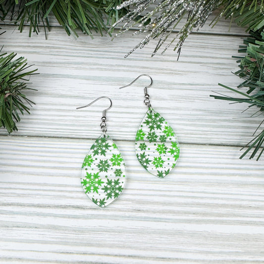 Marijuana Leaf Print Acrylic Teardrop Earrings