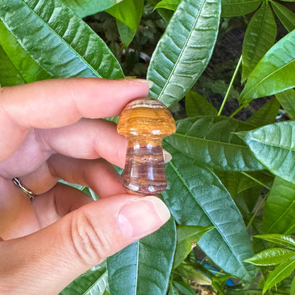 Mini Calcite Mushroom - Green & Brown Stone Carvings
