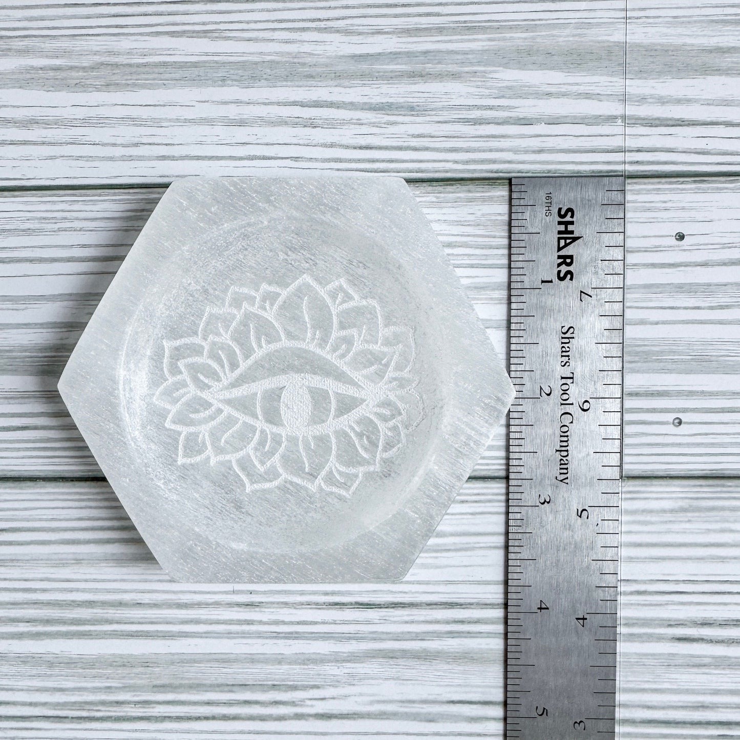 Mystical Eye Engraved Selenite Dish