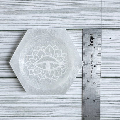 Mystical Eye Engraved Selenite Dish